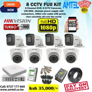 1080P Hikvision 8 Full HD CCTV Cameras Complete Security System Kit in Nairobi Kenya