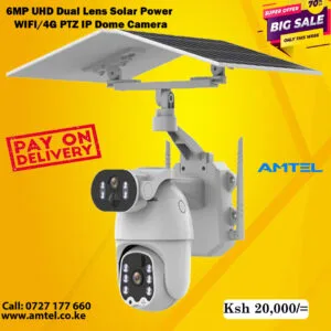 MP UHD Dual Lens Solar Power WIFI/4G PTZ IP Dome Camera Full Color AI Humanoid Detection Security CCTV in Nairobi Kenya